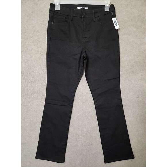 Old Navy Kicker Boot-Cut Jeans Womens 12 Black High Rise Stretch NEW - Picture 2 of 8